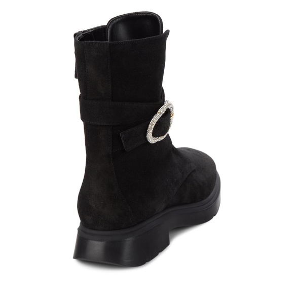 NEW STUART WEITZMAN 32MM Crystal Buckle Suede Ankle Boots - Picture 3 of 13